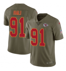 Men's Nike Kansas City Chiefs #91 Tamba Hali Limited Olive 2017 Salute to Service NFL Jersey