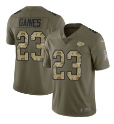 Men's Nike Kansas City Chiefs #23 Phillip Gaines Limited Olive/Camo 2017 Salute to Service NFL Jersey