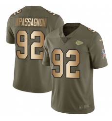 Youth Nike Kansas City Chiefs #92 Tanoh Kpassagnon Limited Olive/Gold 2017 Salute to Service NFL Jersey